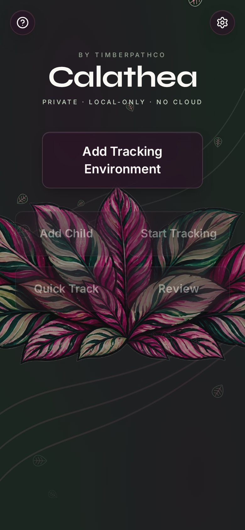 Calathea home screen